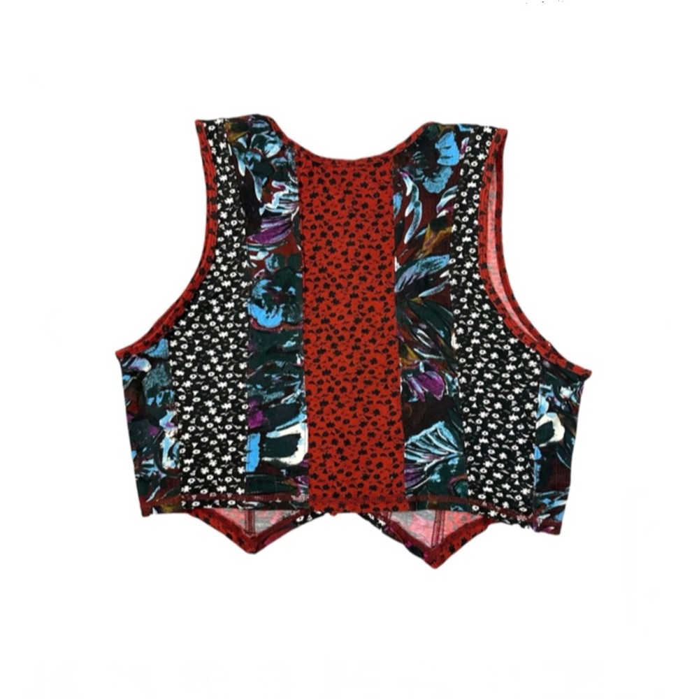 Free People Patchwork Floral Tie Front Vest Top - Picture 2 of 5